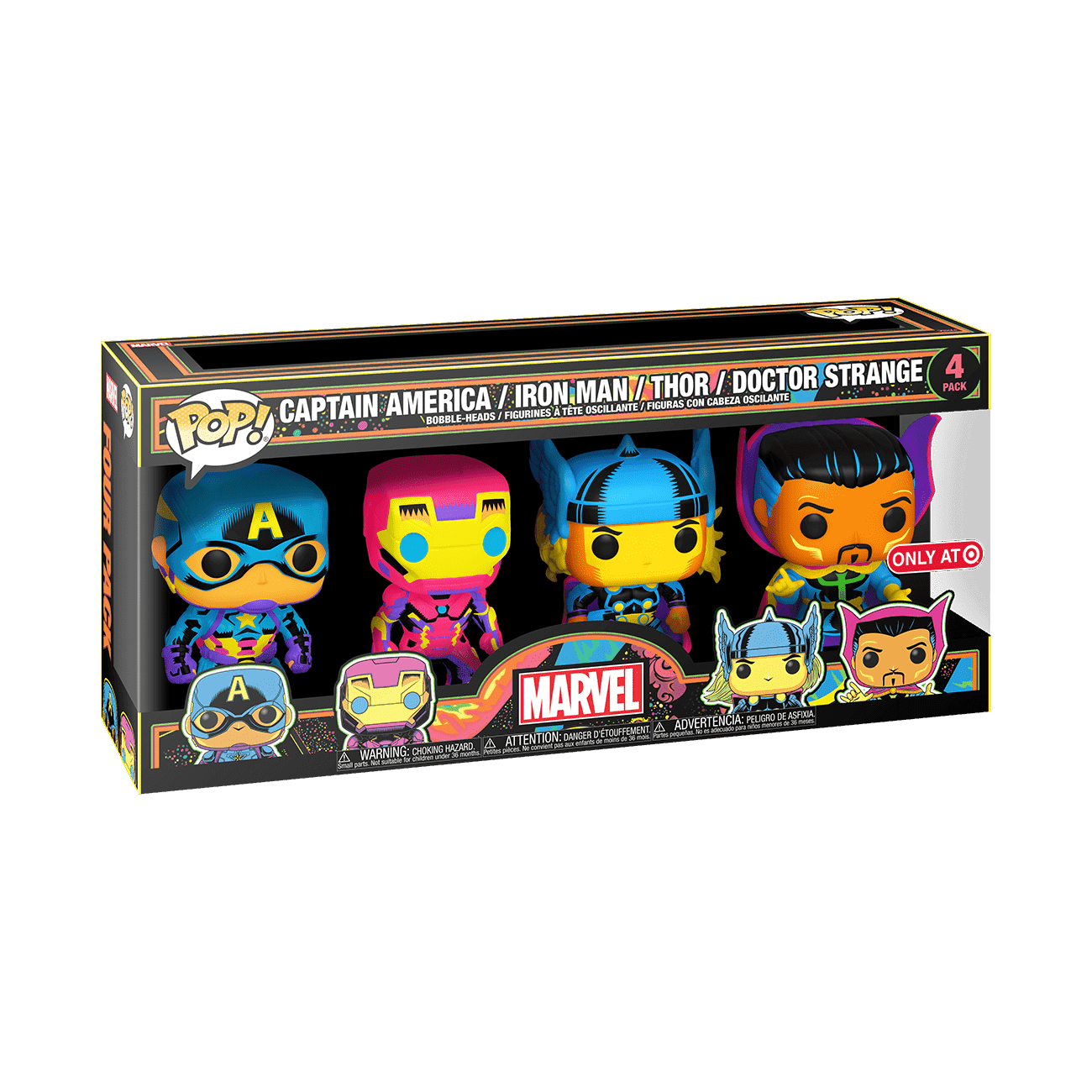 image de Captain America / Iron Man / Thor / Doctor Strange - 4 Pack (Black Light)