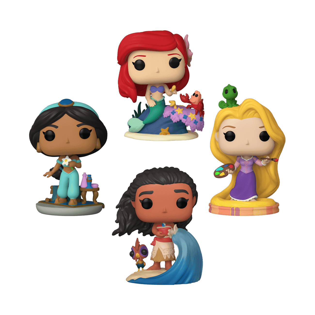 image de Ariel / Jasmine / Rapunzel / Moana - 4 Pack (Glows In The Dark)